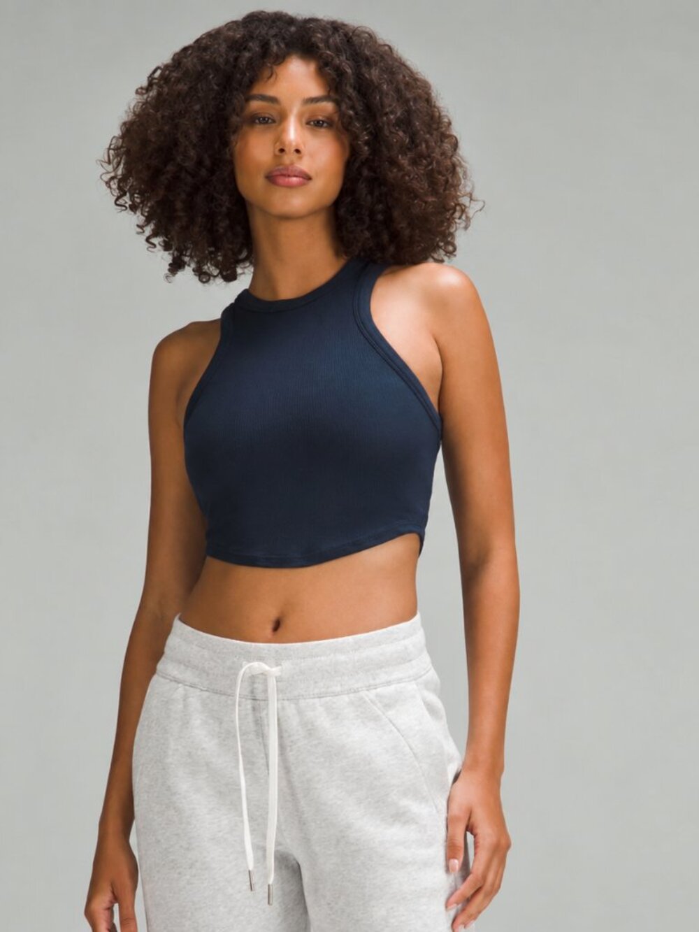 Lululemon Hold Tight True Navy Ribbed High-Neck Cropped Tank Top Size 0